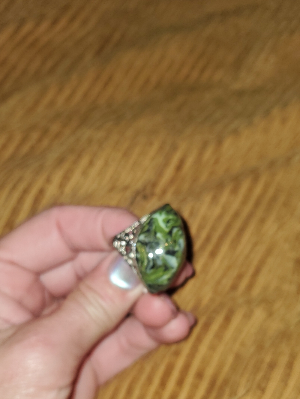 Handcrafted Green Polymer Clay Ring